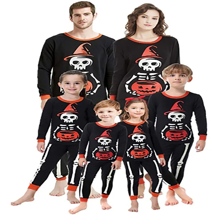 

Drop Shipping 2021 New Parent-child Family Home Clothes Men's And Women's Halloween Imp Print Pajama Set
