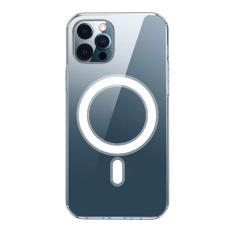 

TPU PC Wireless Charging Clear Phone Case For iPhone 13 Back Cover Shockproof Magnetic Phone Case For iPhone 12 13 Pro 14, Transparent