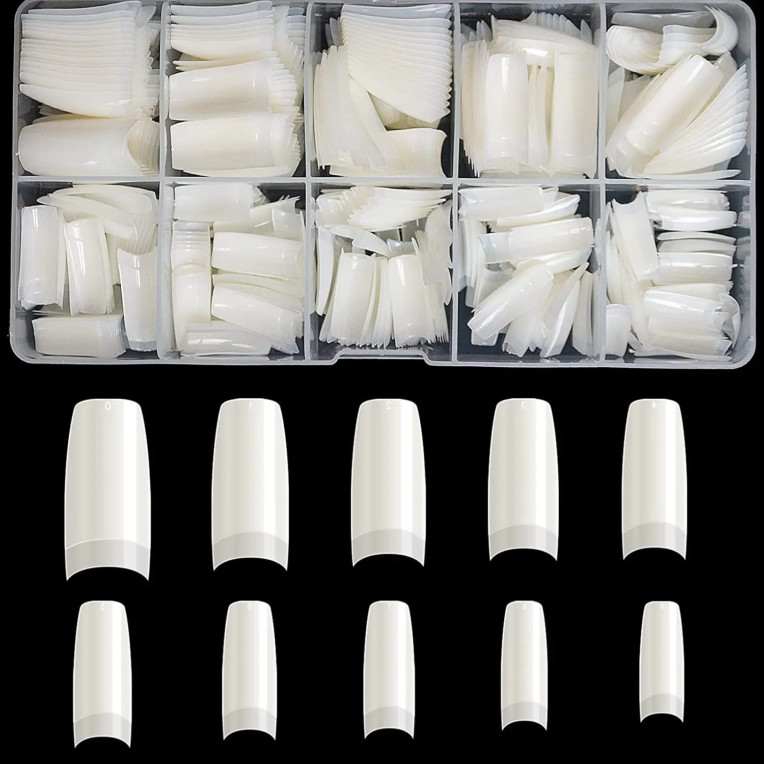 

White French Acrylic Fake Nail With Glue ABS 500pcs Press On Nails Tip Clear False Nail tip