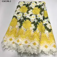 

Latest design guipure cord lace hot offer yellow 100% cotton swiss voile lace fabric 2020 french lace embroidery