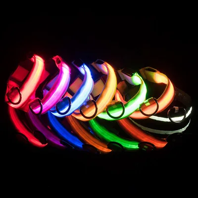 

Adjustable LED pet rechargeable dog collar luminous collar traction rope, Red/yellow/blue/green/pink/orange/black