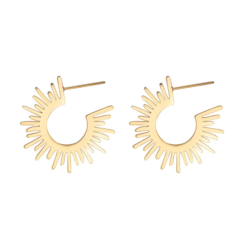 

Fashion Accessories Stainless Steel Gold Plated Trendy Design Sun Shape Color Stud Earrings For Women Christmas Gift