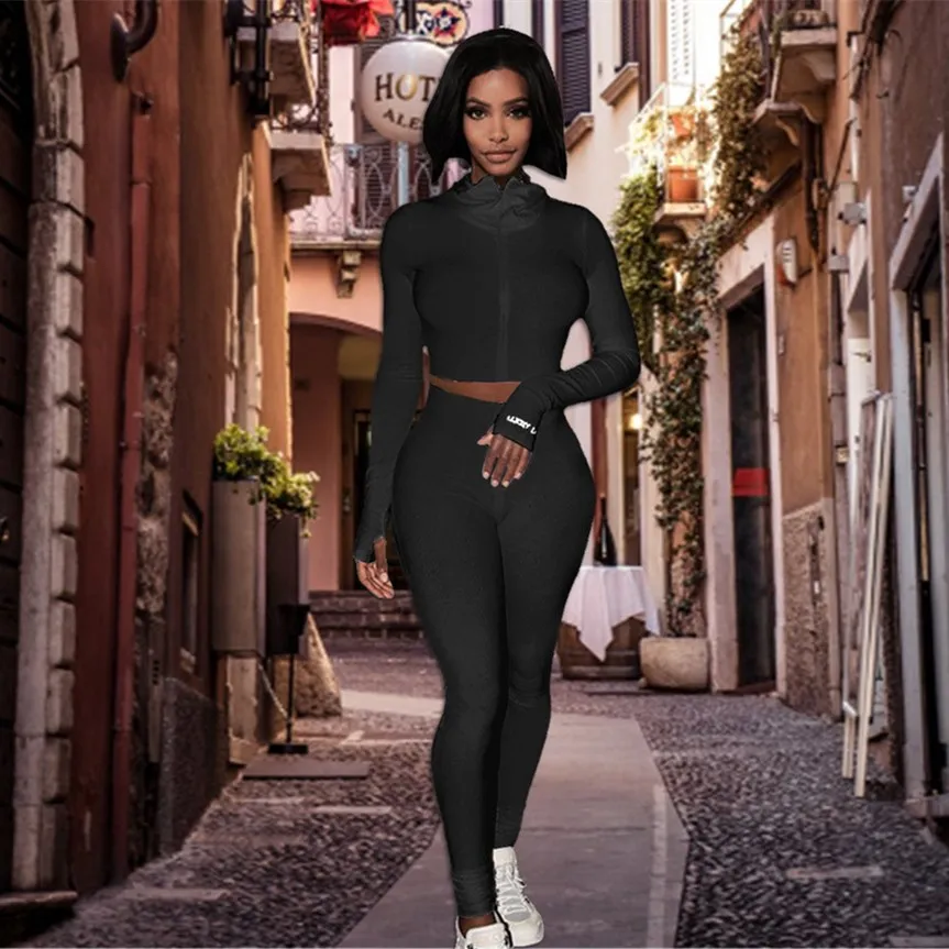 

2022 womens fall 2 piece pants sets long sleeve lucky label two piece knit set women clothing 2022