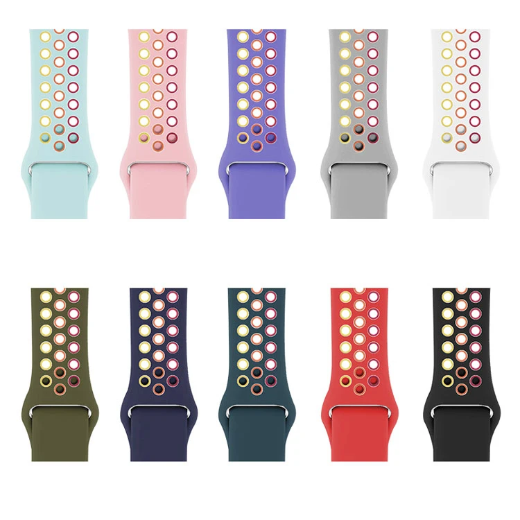 

Best Selling Wholesale Dual Color Rainbow Silicone Watch Strap Sport Watch Band for Apple iWatch 5/6/7/SE, Optional