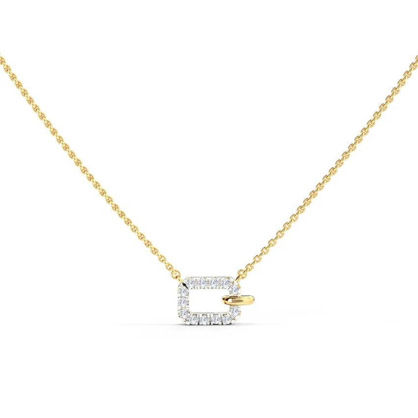 

925 Sterling Silver Gold Pave CZ Zirconia Rectangle Pendant Elegant Necklace