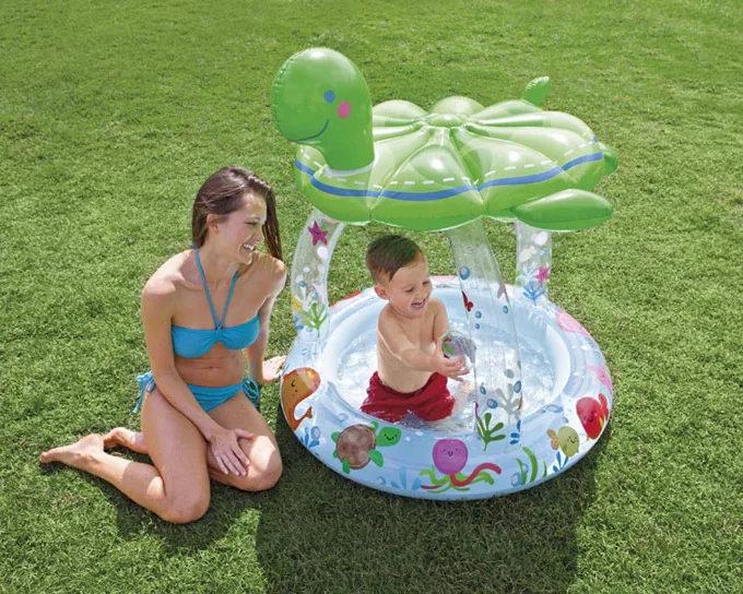 

Green Pvc Turtle Shaped wholesale Inflatable Pools Round Shade Paddling Pool Baby Kiddie Plastic Inflatable Swimming Pool