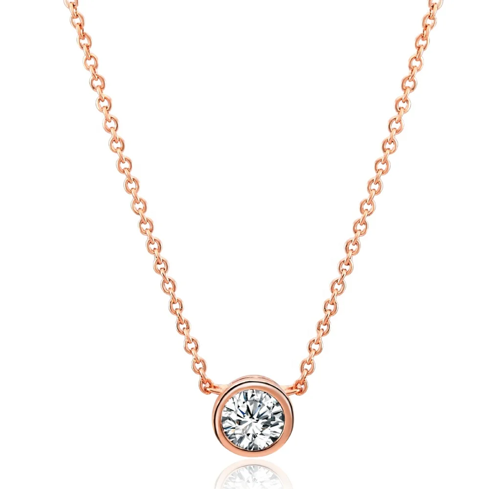 

Top Quality Classical 18K Gold & White Gold Plated CZ Diamond Pendant Necklace Wholesale For Women N388, Rose gold/silver