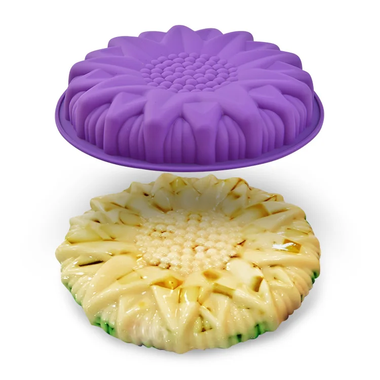 

Bpa Free China Manufacture Easy Clean Reusable Round Flower Shape Silicone Mould Bread Cake Pie Pan Baking Molds