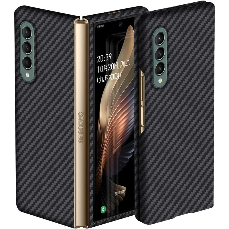 

Real Carbon Fiber Case For Samsung Galaxy Z fold 3 5G Aramid Fiber Folding Protective Phone Case Cover for Samsung Fold 3