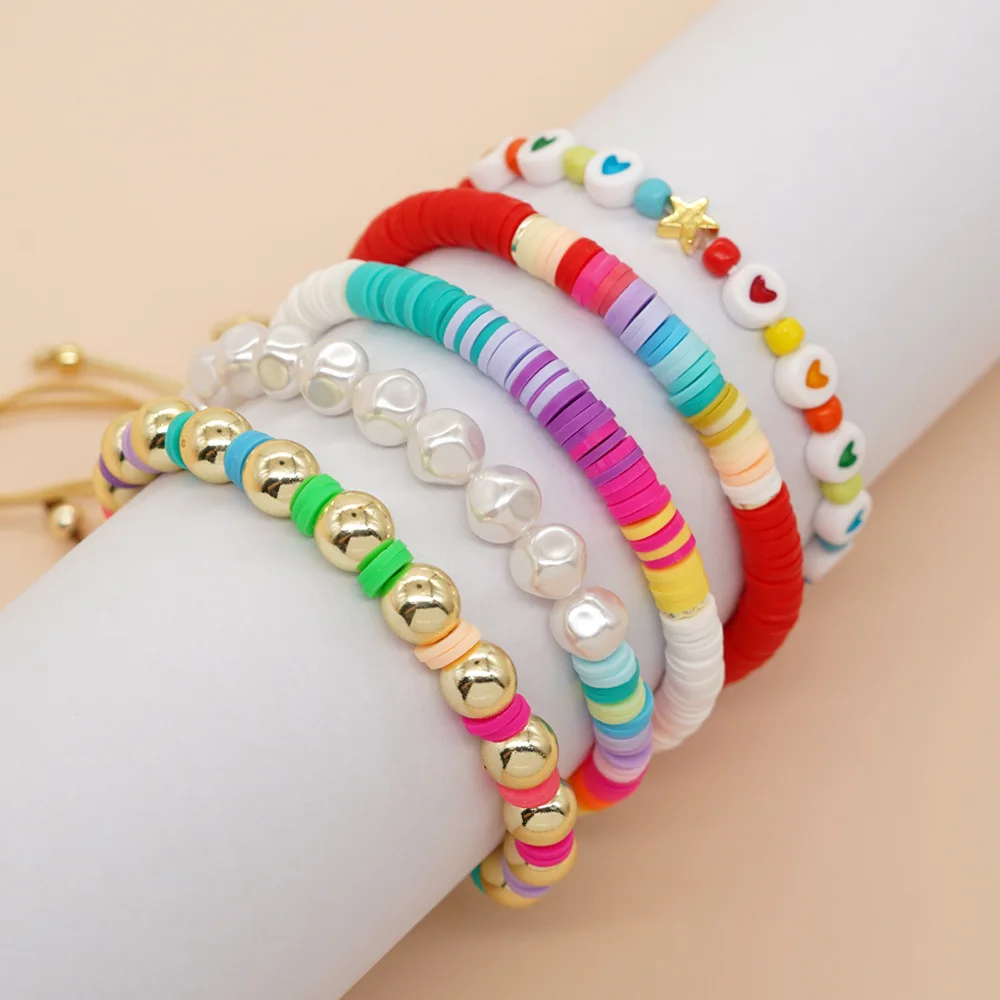 

Go2boho Colorful Star Heishi Beaded Bracelet Women Pulsera Jewelry Fashion Boho Handmade String Gold Plated Bead Bracelet Set