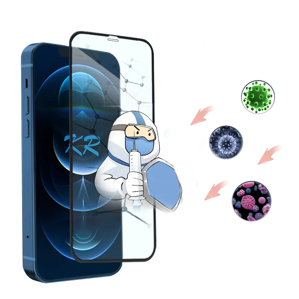 

2021 New Nano Silver Fabric Antimicrobial Coating Tempered Glass Screen Protector For iPhone 12 mini Pro Max, Hd transparent