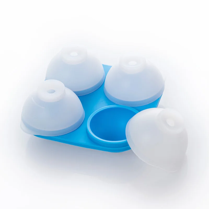 

Novelty Reusable Easy Release food grade whisky round silicone 4 cavity sphere ice ball mold Maker
