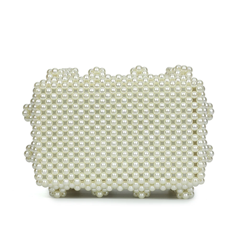 
Fashion Elegant Shrimps Cream Faux Pearl Bag Women Fashion Bag Ladies Handbag Beaded Evening Bag for Women 