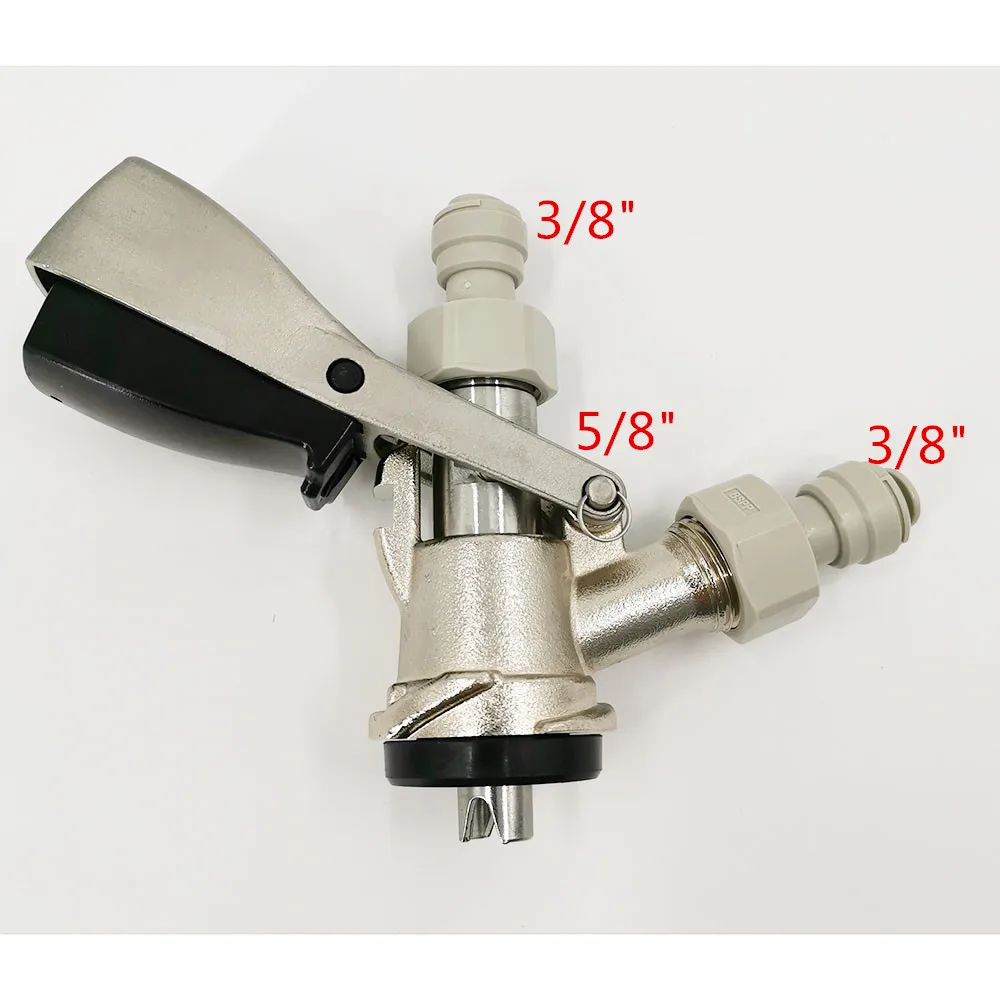 

Keg Connector S-Type Draft Beer Coupler with plastic quick joints for 3/8" pipe, Silver