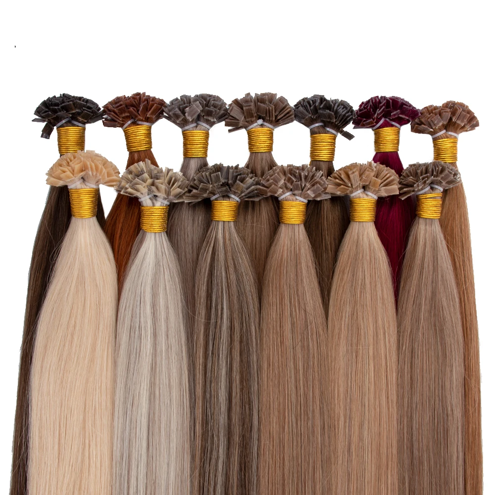 Fast delivery raw Russian hair keratin extensions cuticle aligend 50g per pack keratin tip human hair extensions