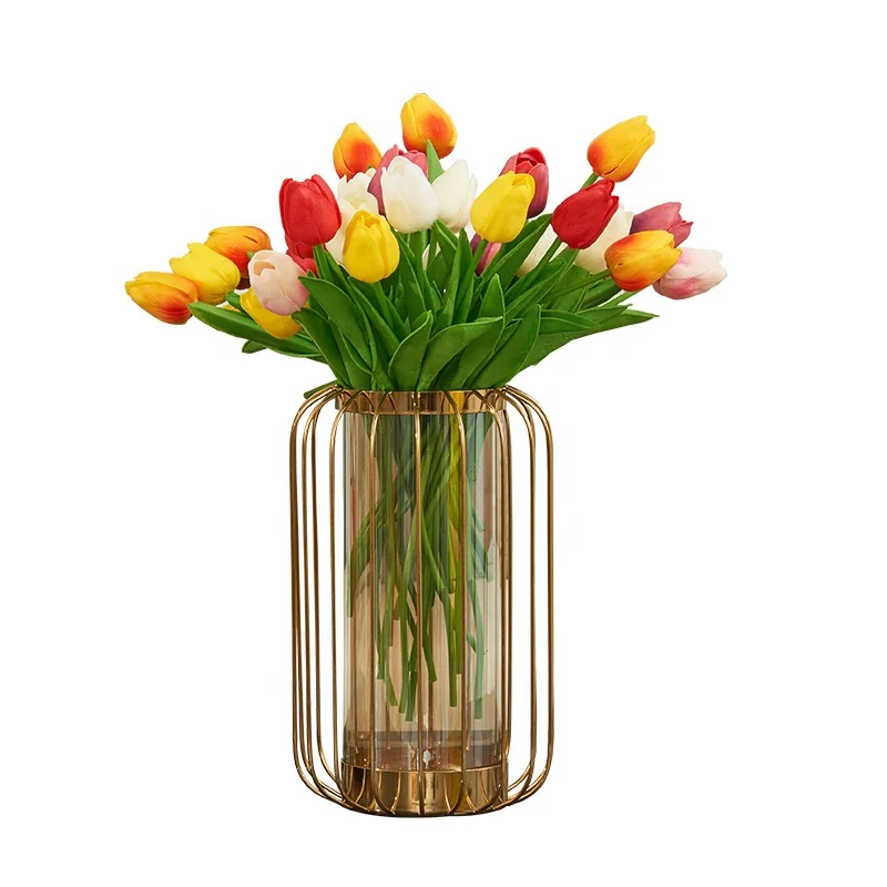 

American vase decoration light luxury metal bird cage model room dining table living room flower arrangement Nordic vase, Gold