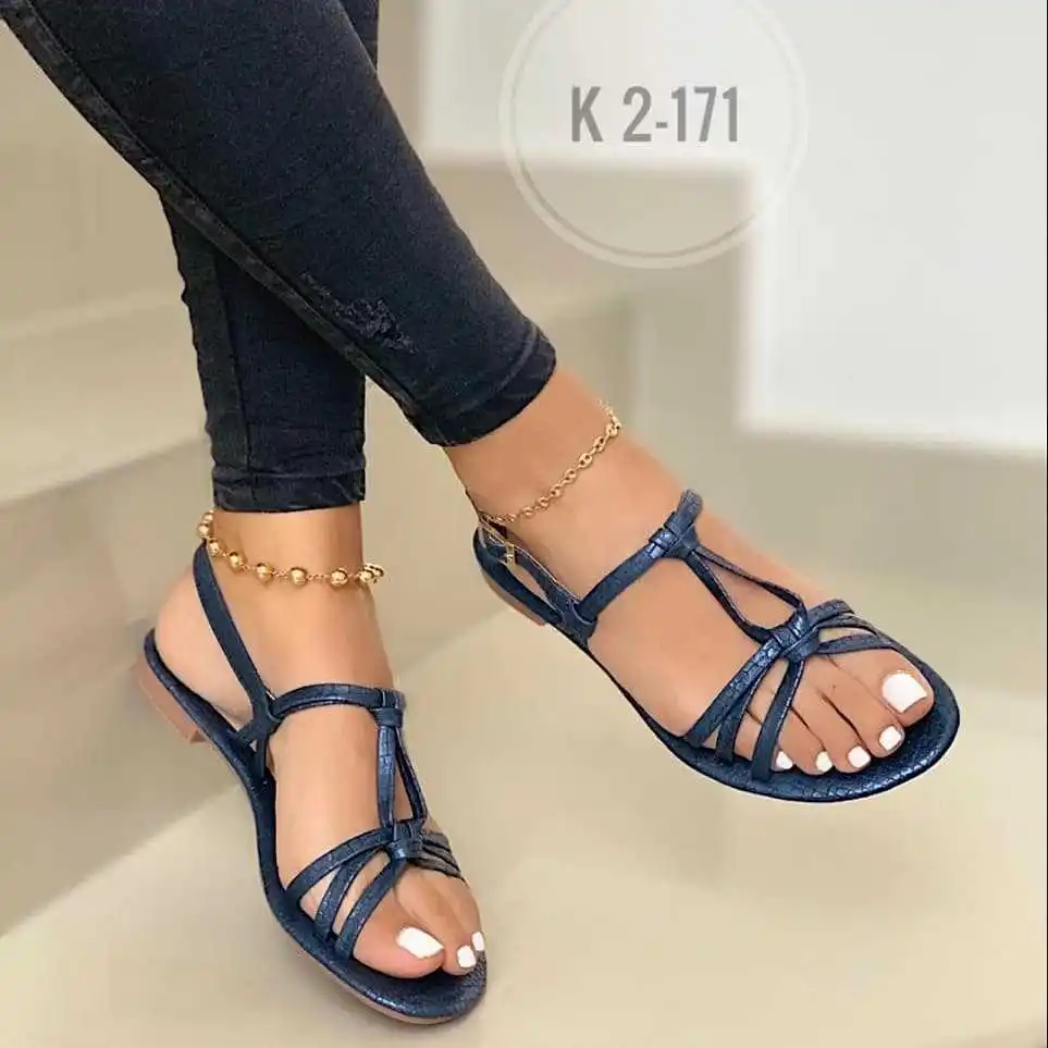 

Women's sandals new products in summer 2021 flat bottomed women's shoes casual buckle open toe sandals drop shipping, White, black, blue