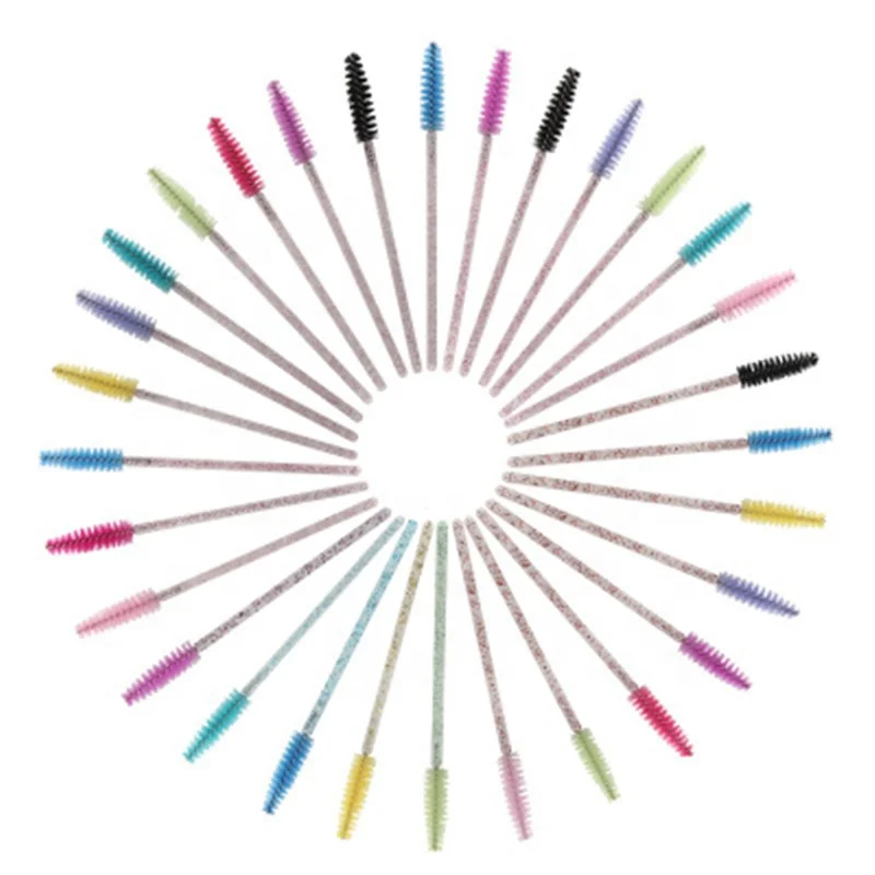 Eco-friendly Retractable Eyelash Brushes Reusable Mini Disposable Mascara Wand, Pink/blue/green/yellow/rose/purple/black