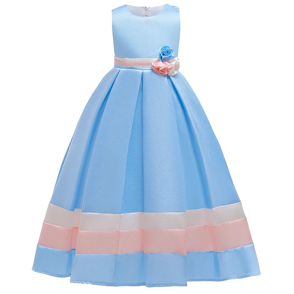 

MQATZ New design Hot Sale Kids Clothing Floral Satin Flower Girl Long Gown Birthday Party Wear Fashion Dress