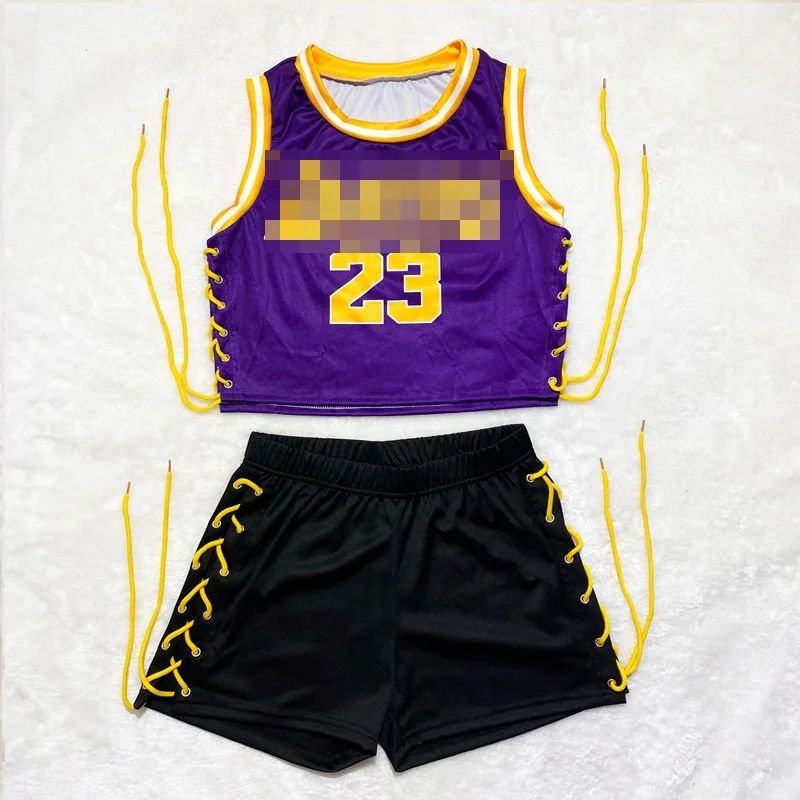 

2021 summer two piece shorts set tops biker Basketball jersey for women