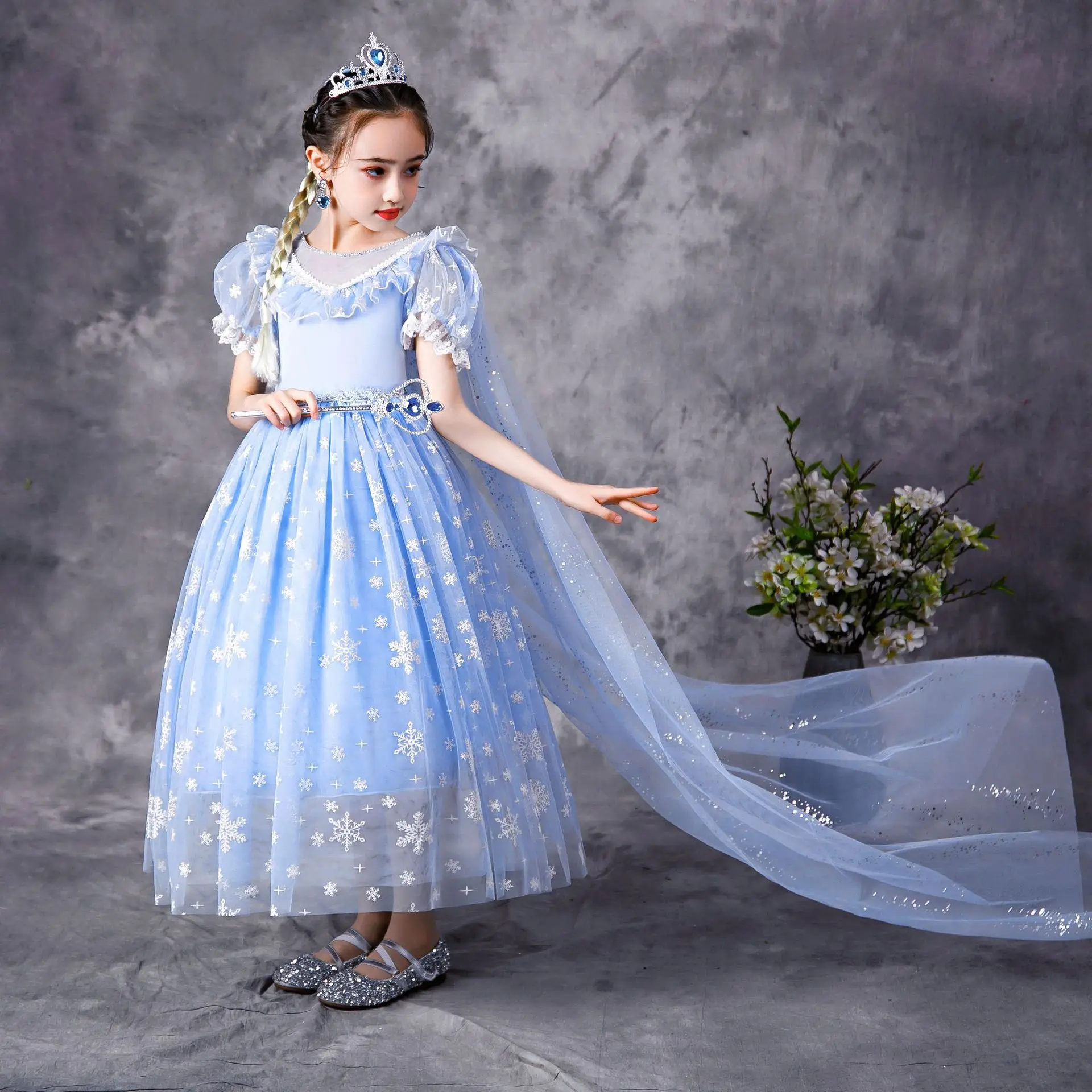 

MQATZ Elsa Dress Halloween Fancy TV & Movie Costume Kids Baby Girls Dress Cosplay Children Party Princess Dress, Purple,pink,blue