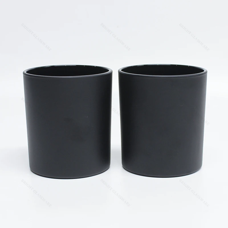 Matt Black Glass Candle Jar Frosted Black Candle Holder Empty Vessel RTS Container for Candle Making