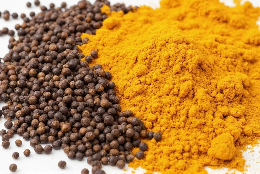 Turmeric and black pepper in spice jars