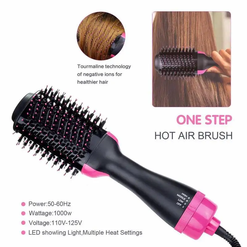 

Negative ion blow Hair Dryer brush volumizer 2 in 1 straightener and curler Hot Air Curling iron Rotating Rollers Comb