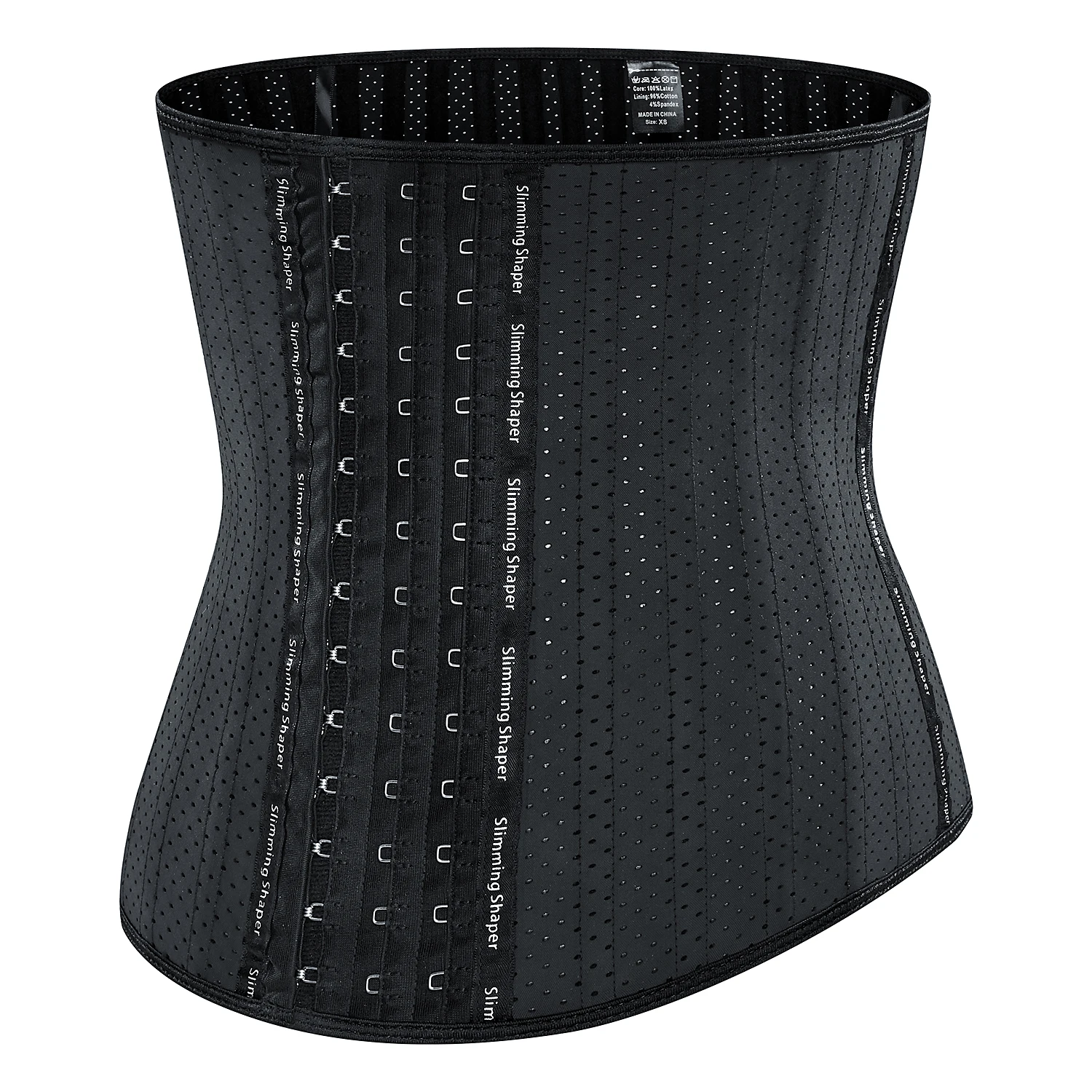 

Latex Waist Trainer for Women Corset Cincher Body Shaper Girdle Trimmer with 25 Steel Bone Extender, Black