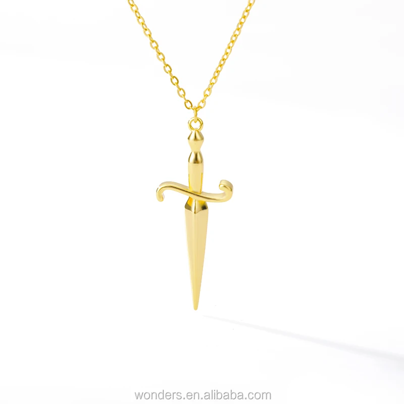 

Boho Necklace Jewelry Knife Shape Pendant Women Necklace Gold Plated
