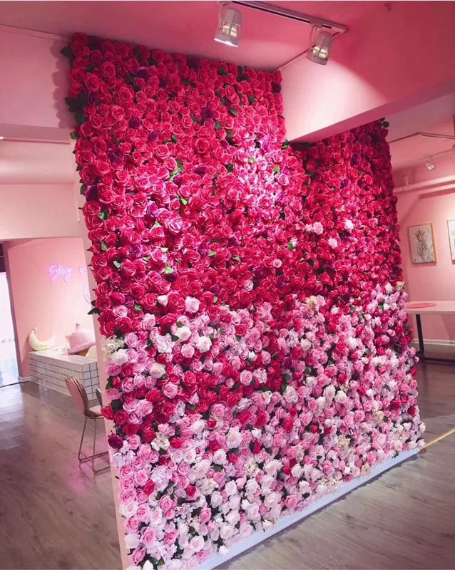 l06252-3高品质的婚礼装饰花墙3d紫色腮红粉红色的