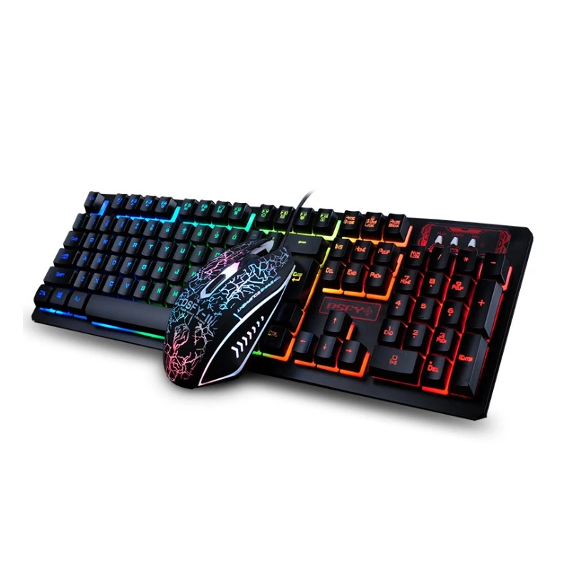

OEM USB Wired Rainbow Backlight Usb Ergonomic RGB light strip LED Backlit Gaming Keyboard and Mouse combos Sets for PC Gamer, Black