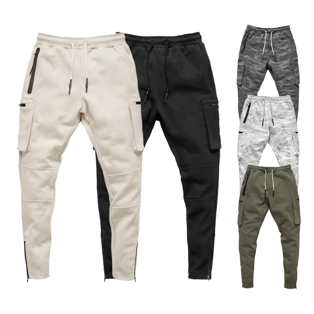 

Wholesale men's cargo multi-zip jogger Sports pants gym men Gym Joggers