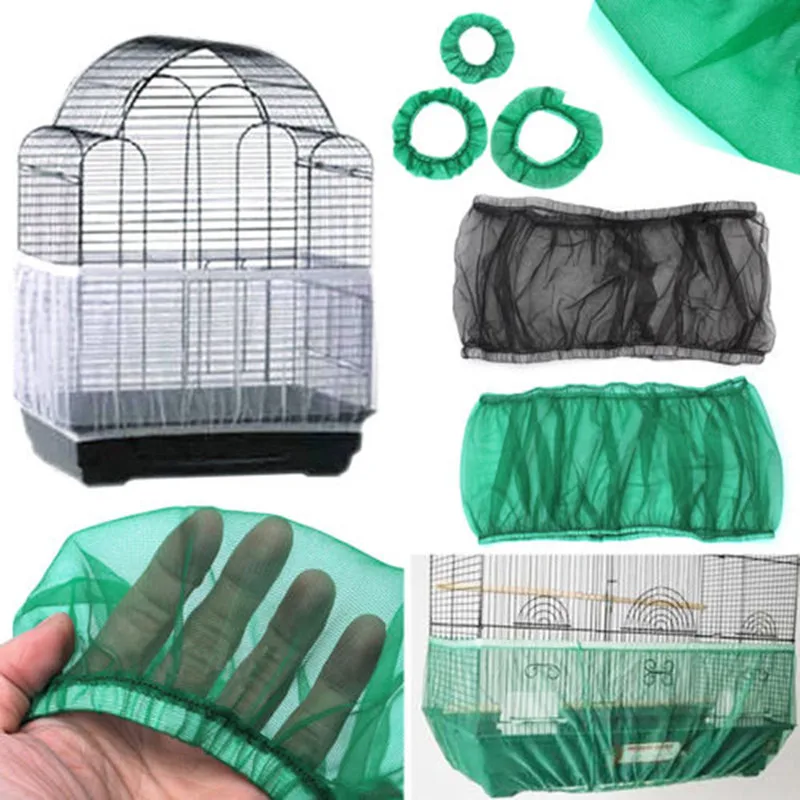 

Receptor Seed Guard Nylon Mesh Bird Parrot Cover Soft Easy Cleaning Nylon Airy Fabric Mesh Bird Cage Cover Seed Catcher Guard, Black,green,blue,white