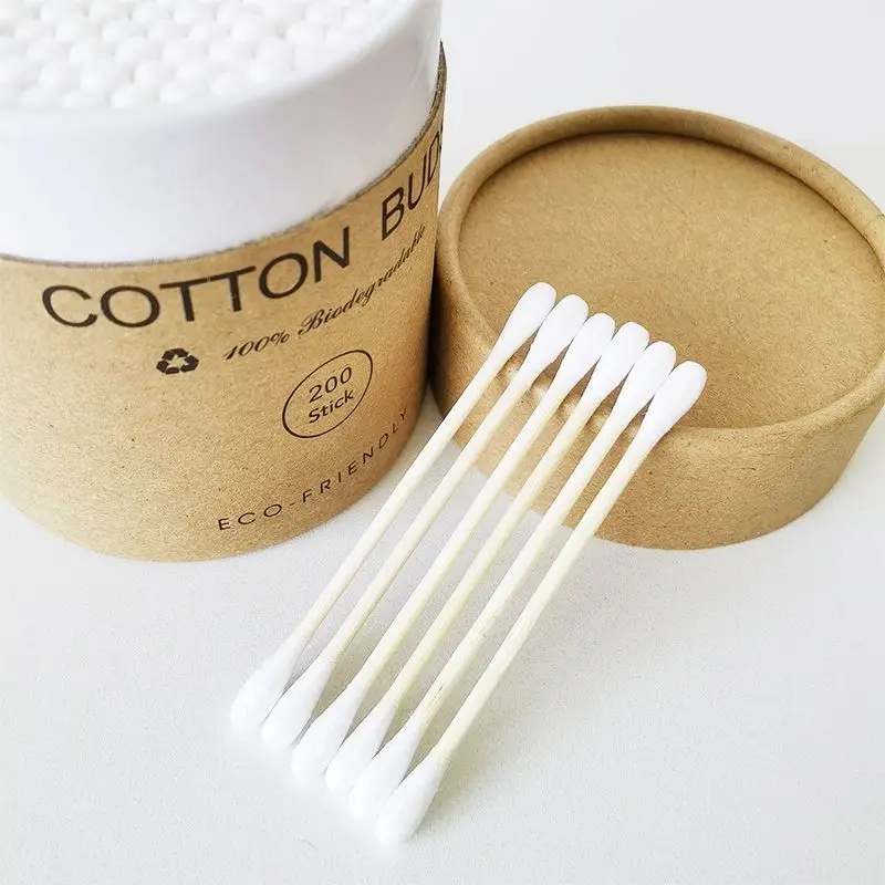 

Bamboo Cotton Swabs 200pcs Natural 100% Biodegradable and Recyclable Cotton Buds for Ears Wooden cotton swabs Double Tipped, Natural color