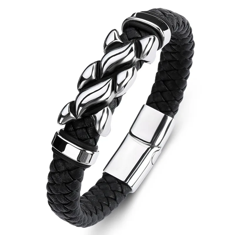 

High Quality Hip Hop Leather Punk Bracelets With Magnet Buckle Personality Jewelry Men Bracelet