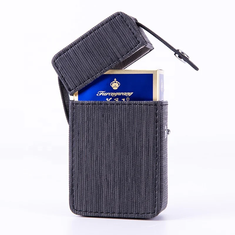 

Guangdong factory Case for Cigarette Packets Made of PU Leather in Stripe fabric Look, 5 colors