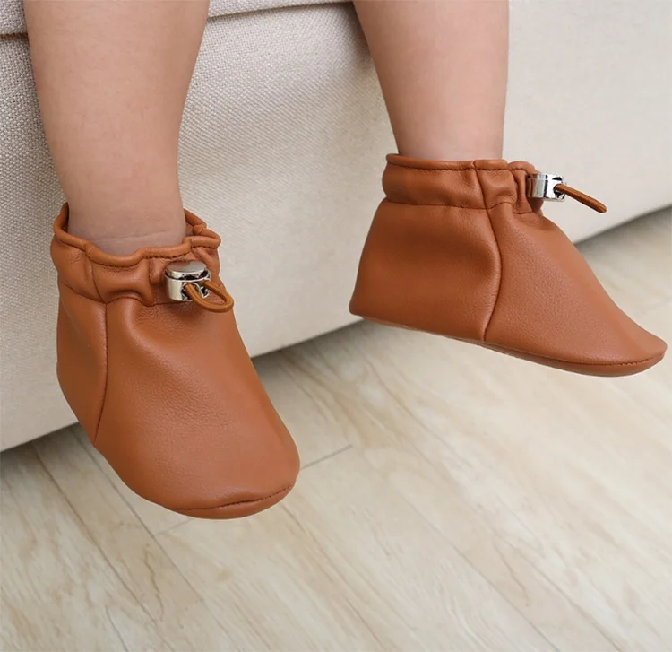 
Adjustable Design Soft Breathable Spring Autumn 0-1 Year Old Boys and Girls Baby Leather Casual Shoes Middle High Boots 
