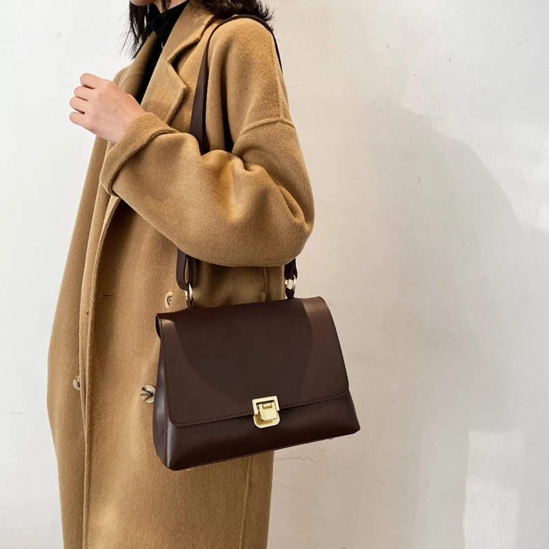 

XP1186 2020 winter new trendy fashion retro lock women's bag shoulder messenger bag leather pu handbags