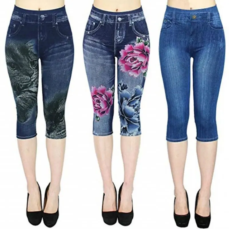 

Factory price high quality women denim skinny flower painting jeans