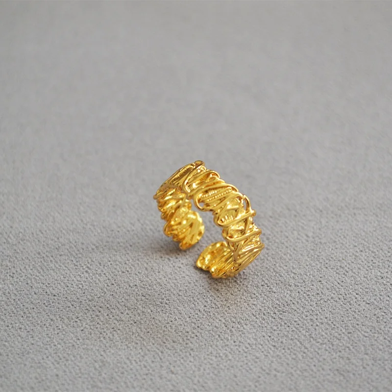 

Korean Original Korean golden filigree ring Special classic rings 18K gold plated brass adjustable index finger ring