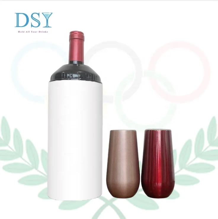 

DSY wholesale 750ml 25oz sub. Cooler Chiller bucket 1 for 2 wine bottles red wine and Champagne bottle sublimation blank