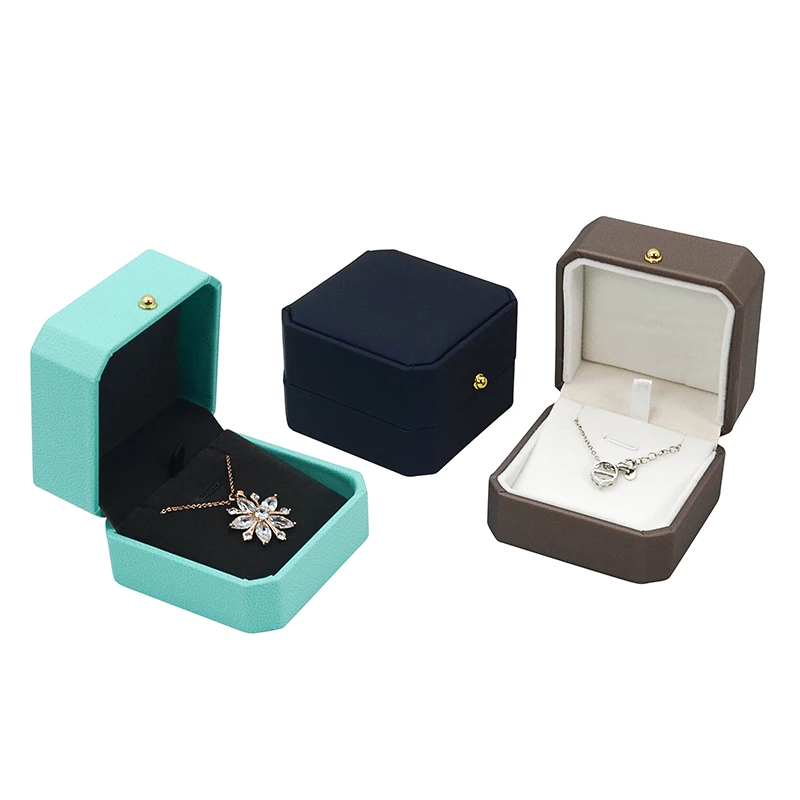 

Display Box Pendant Jewelry Gift Packaging Plastic High End Custom Logo Sapphire blue Necklace Case