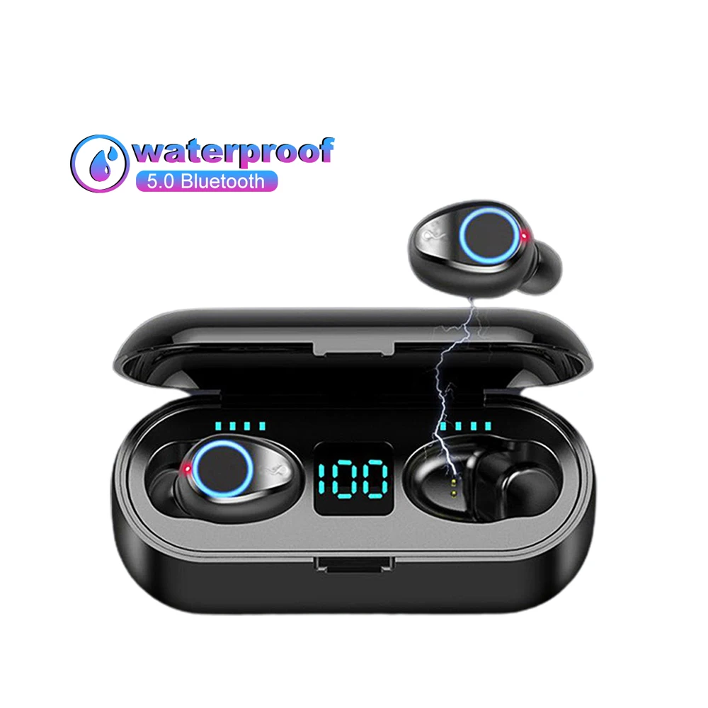 

TWS sluchawki headphone F9 earphone 2.000 mAh BT5.0 earphones plug wireless earbuds earphone headphone