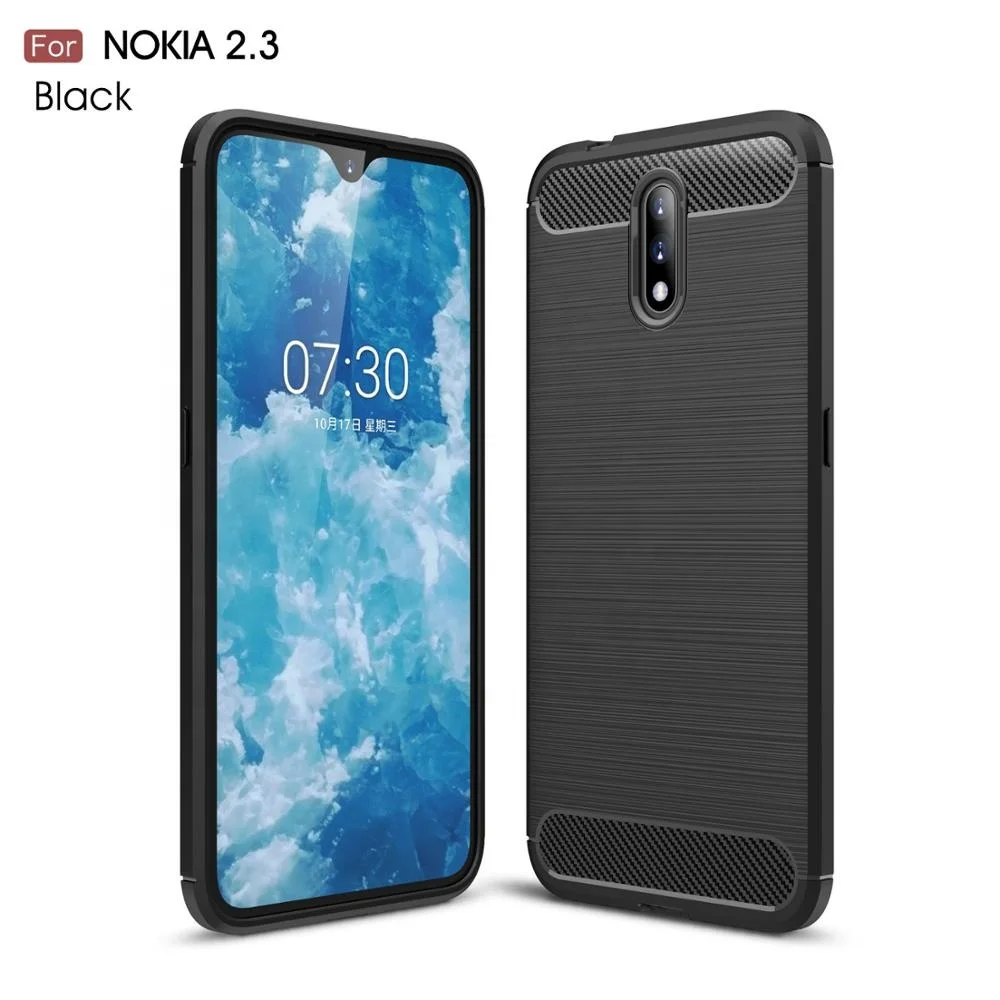 

For Nokia 2.3 Carbon Fiber Case, Elastic TPU Durable Shockproof Smart Phone Case for Nokia 2.3, Black, blue, red