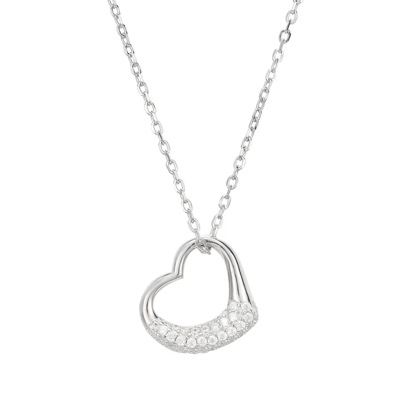 

Hainon sterling silver necklace Micro Pave heart romantic Valentine's Day gifts jewelry necklace women wholesale, Picture shows