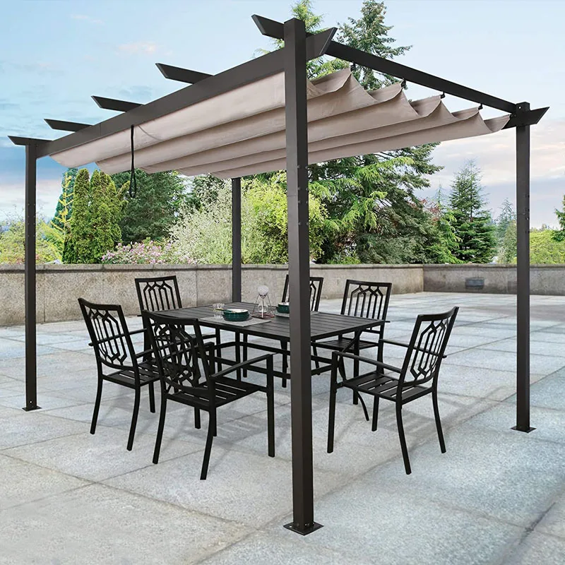 

4X3m Outdoor Gazebo Canopy Metal Pergola Aluminium Bioclimatic Garden Arches Arbours Pergolas, Grey