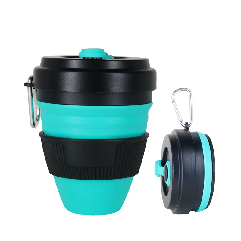 

Portable Spill Proof Sleeve Unbreakable Stadium Sports 100% Food Grade Reusable Coffee Silicone Cup With Lid, 12 colors available