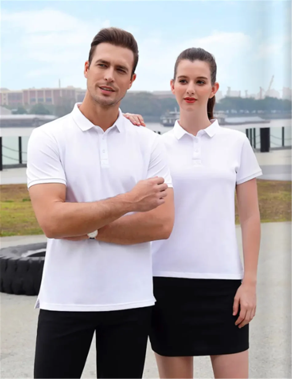 

High Quality 70% Cotton and 30% Polyester Multiple Sizes Fashionable Curve Hem Polo Shirts, Black blue white green pink red,etc