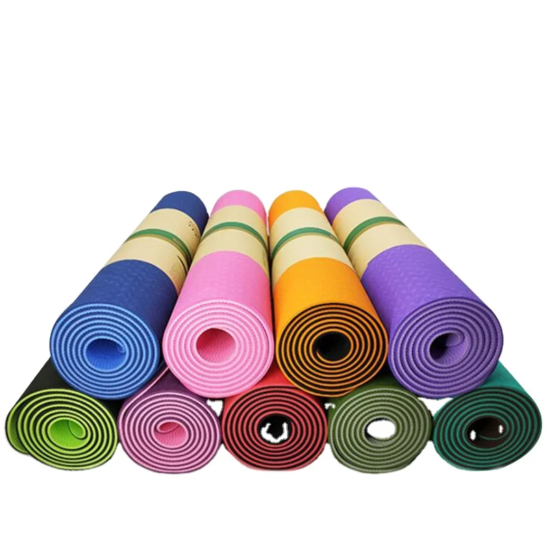 

Eco Friendly Fitness Exercise Double Color 6mm Tpe Yoga Mat, Double color ,pink blue purple green